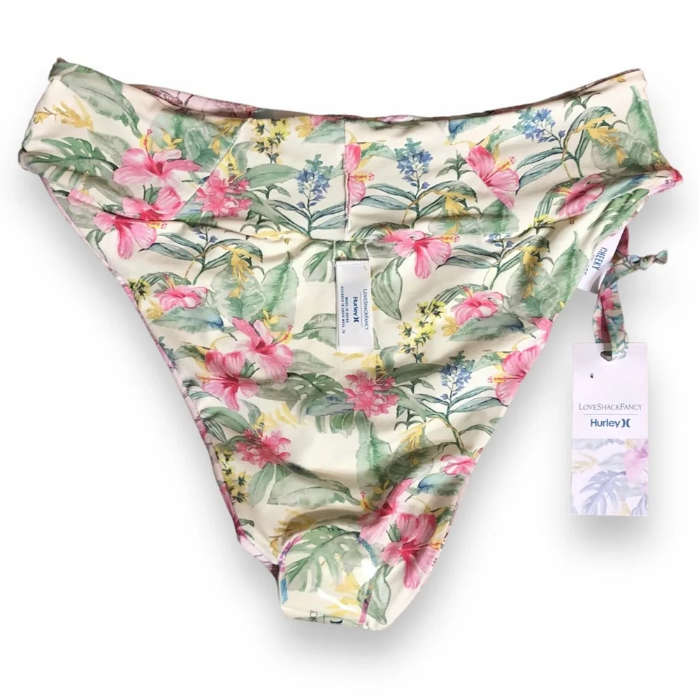 LOVESHACKFANCY x HURLEY HAWAIIAN HIBISCUS REVERSIBLE CHEEKY HIGH WAIST B…